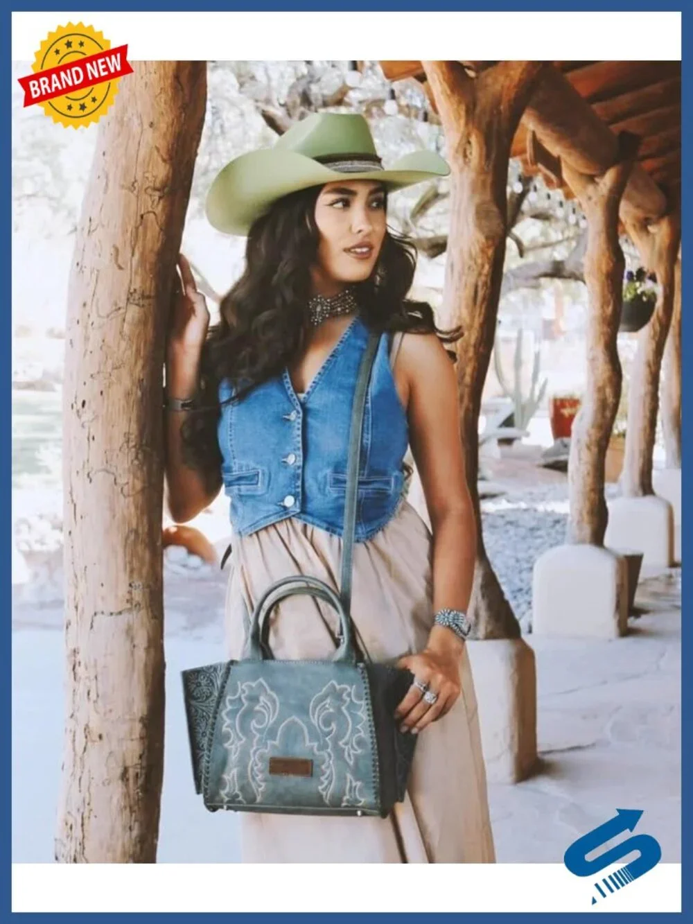 Wrangler Embroidered Tote Bag Faux Leather Crossbody Purse